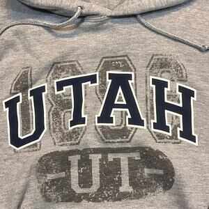 UTAH Men Large Gray‎ Hoodie Long Sleeve College Football